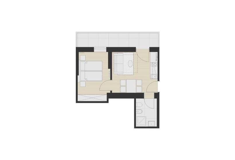 バルコニー付き1ベッドルームアパートメント, Eden Apartments