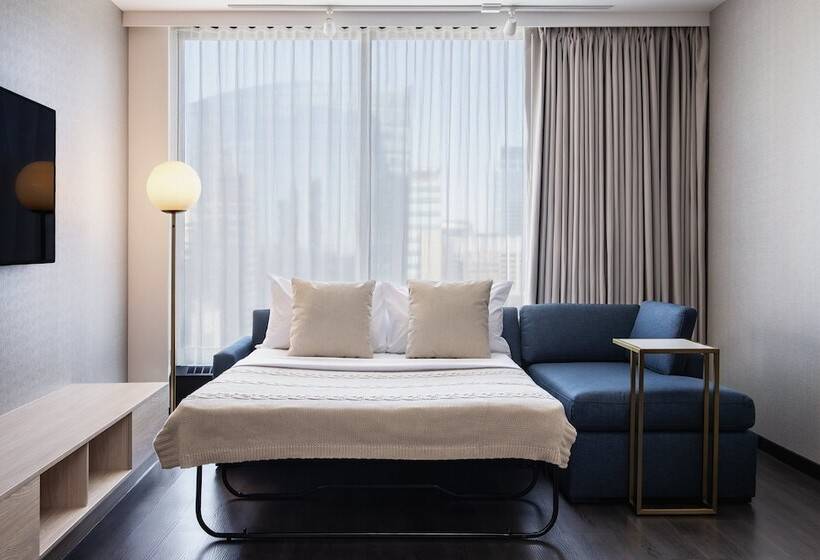 带双人床的标准工作室, Residence Inn By Marriott Calgary Downtown/beltline District