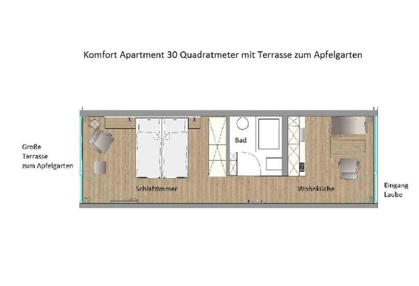 Апартаменты 1 Спальня с Террасой, Ferienwohnungen Boardinghouse Bodensee