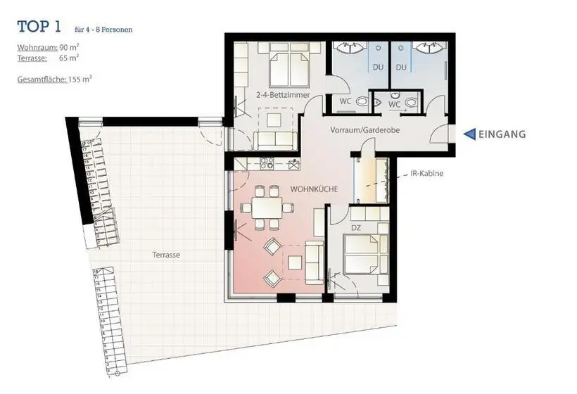 テラス付き１ベッドルームアパートメント, Aparthotel Adrenalin
