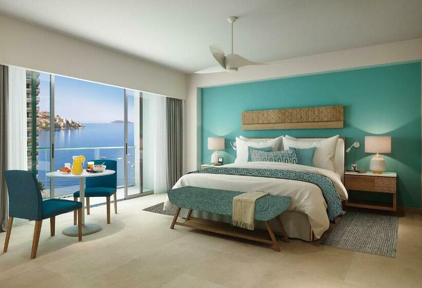 带观景和大床的豪华房间, Dreams Acapulco Resorts & Spa   All Inclusive