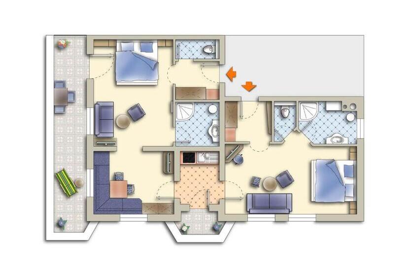 Апартаменты 2 Спальни с Балконом, Alpenkönig