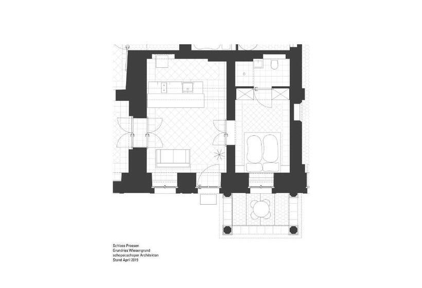 침실 1개 테라스 아파트, Schloss Prossen