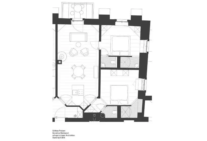 バルコニー付き1ベッドルームアパートメント, Schloss Prossen