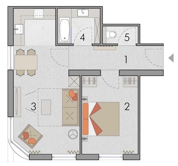 آپارتمان 1 خوابه, Nagalu