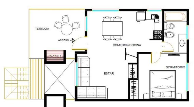 テラス付き1ベッドルームアパートメント, Viñas Del Mar Apart & Spa Apart