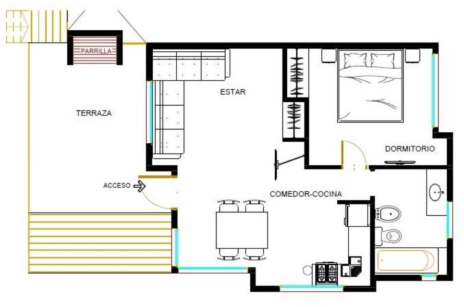 Апартаменты 1 Спальня с Террасой, Viñas Del Mar Apart & Spa Apart