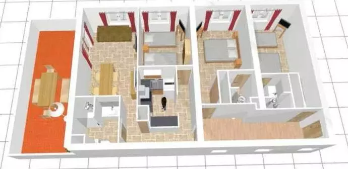 ３ベッドルームアパートメント, Apart Hôtel Les 4 Sources
