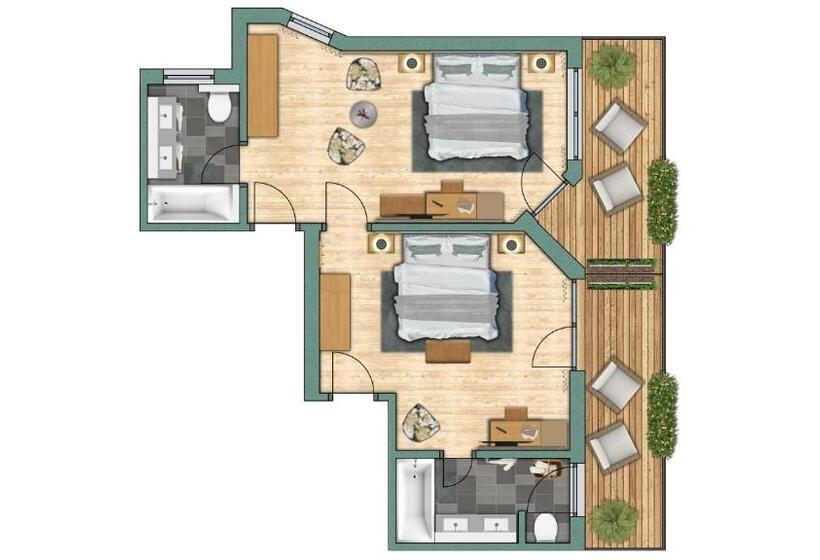 آپارتمان 1 خوابه با بالکن, Resort La Ginabelle
