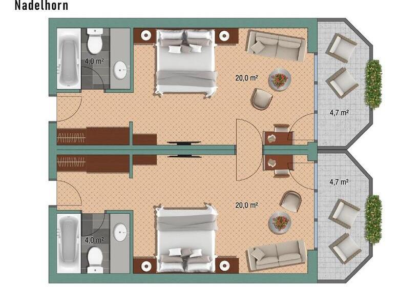 آپارتمان 1 خوابه با چشمانداز, Resort La Ginabelle