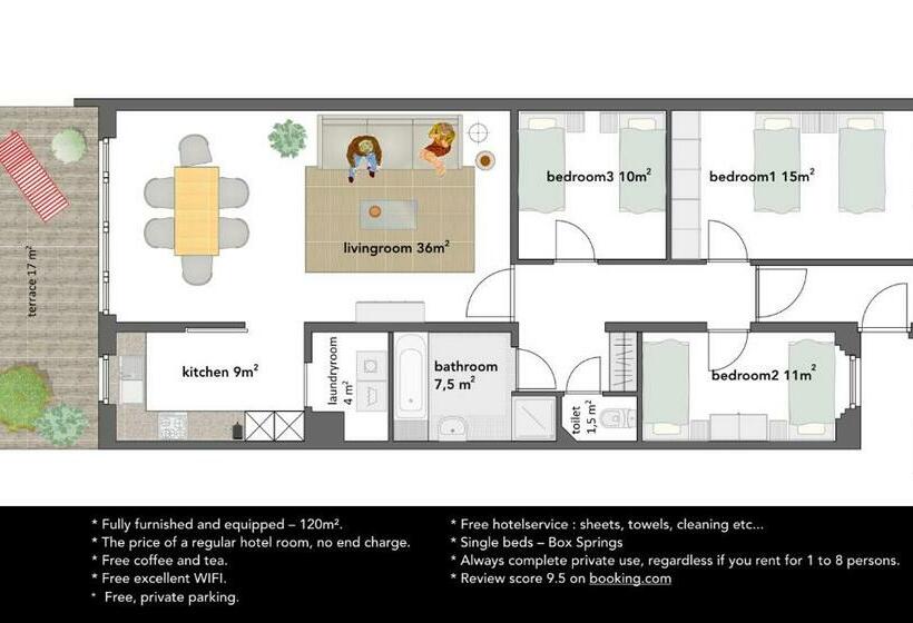 침실 3개 아파트, Apartments Belgium I
