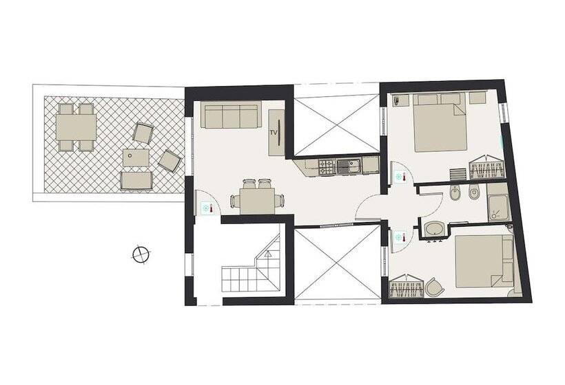 带露台的套间, Badia Nuova Apart