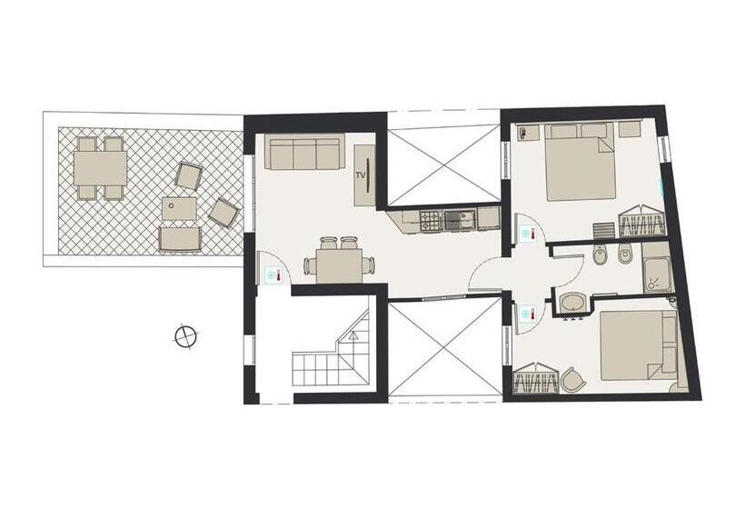 带2个卧室的套房, Badia Nuova Apart