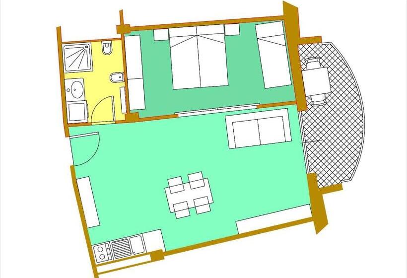 １ベッドルームのデラックスアパートメント, Residence Venice