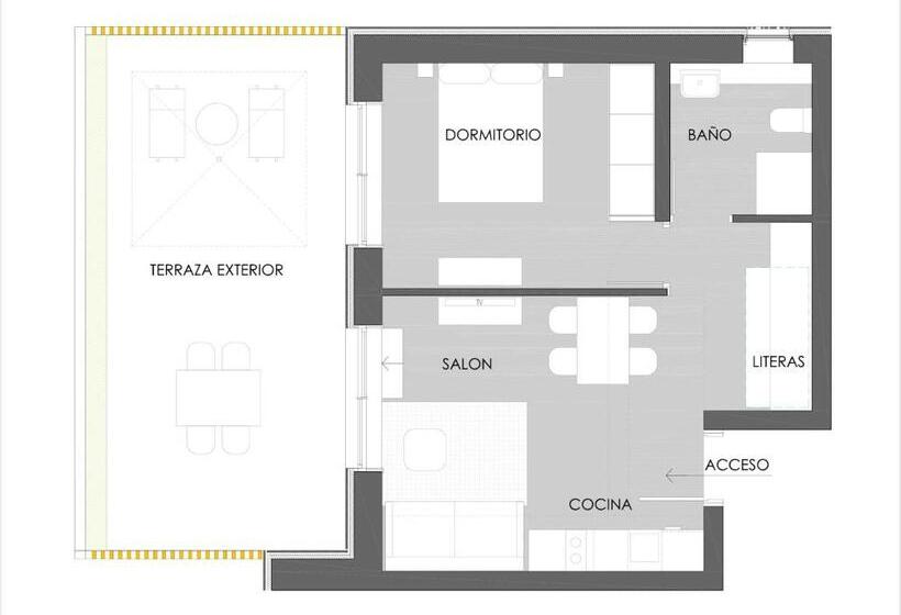 آپارتمان 1 خوابه با تراس, A Meiga Das Areas Playa América!