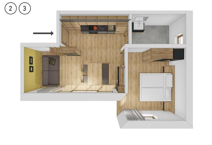 Апартаменты 1 Спальня с Террасой, Appartement Förra