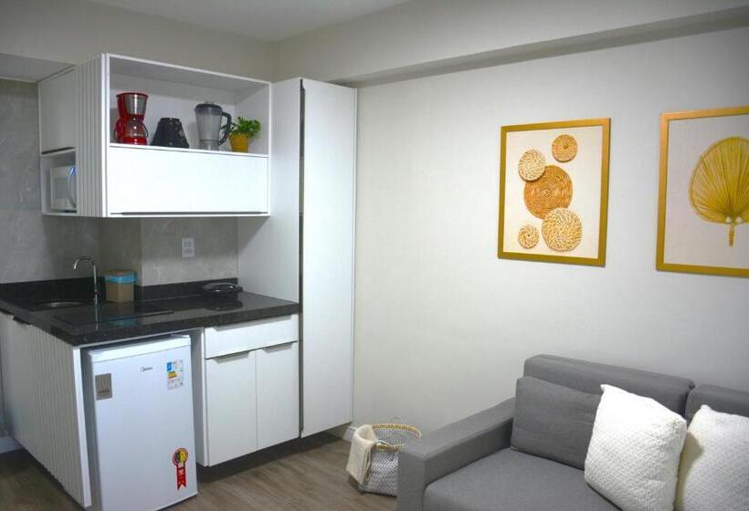 침실 1개 바다 전망 아파트, Na Praia   Araça 104   Térreo Frente Mar