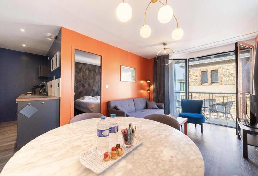 침실 1개 아파트 측면 바다 전망, Logis Hôtel Ker Mor