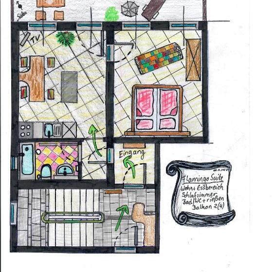 Huoneisto 1 Makuuhuone Parveke, Zur Schönen Aussicht Hotel Garni