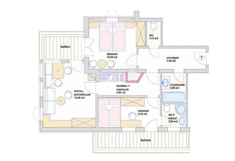 سوئیت 2 خوابه, Apparthotel Landhaus Veronika