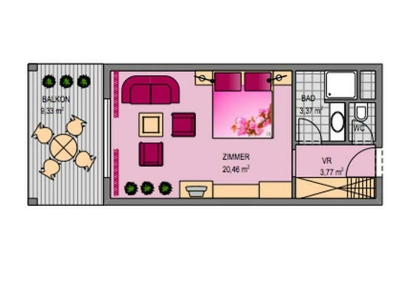 اتاق سوپریور با بالکن, Terrassenhotel Reichmann