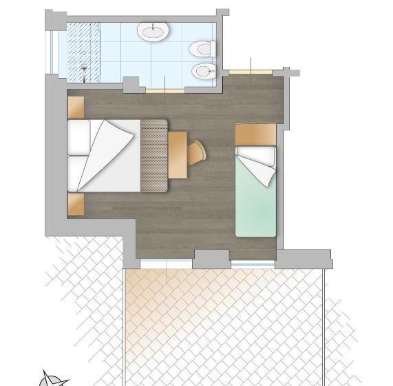带露台的小型套房, Eden