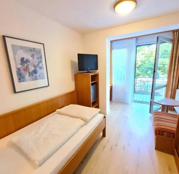 プールの見えるシングルルーム, Thermenhotel Tannenhof Ihr Wohlfühl