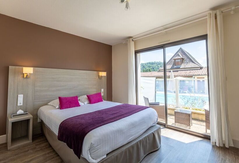 חדר סטנדרט נוף לבריכה, L'Oustal De Vézac