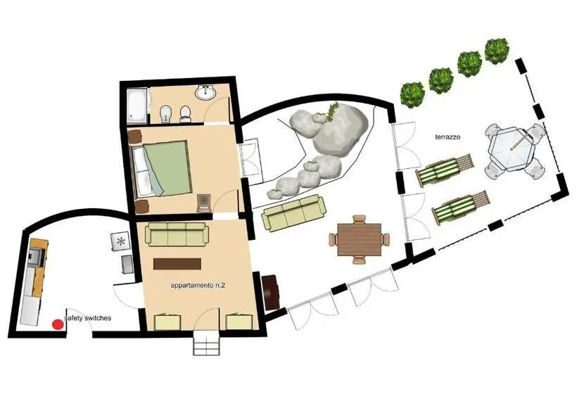 オーシャンビューのテラス付1ベッドルームアパート, Residence Villa Rosa