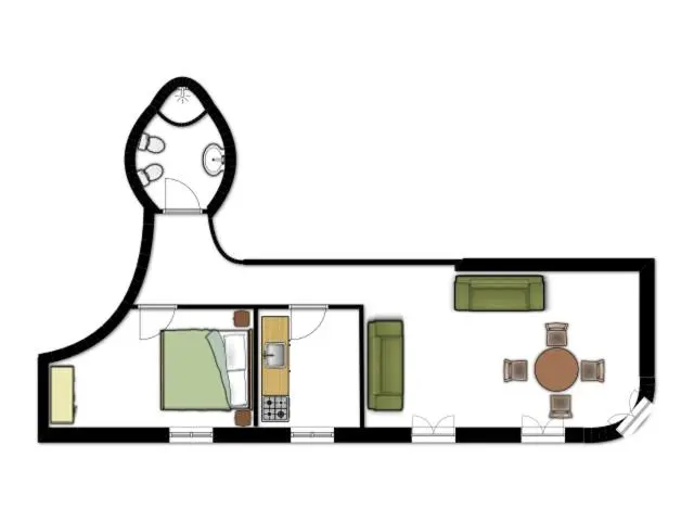 オーシャンビューバルコニー付きワンベッドルームアパートメント, Residence Villa Rosa