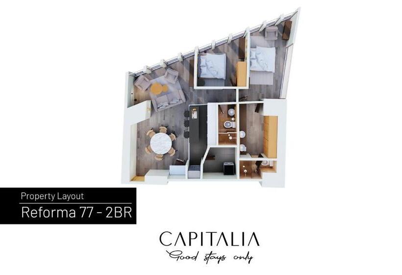 آپارتمان 2 خوابه, Capitalia   Apartments   Reforma Centro