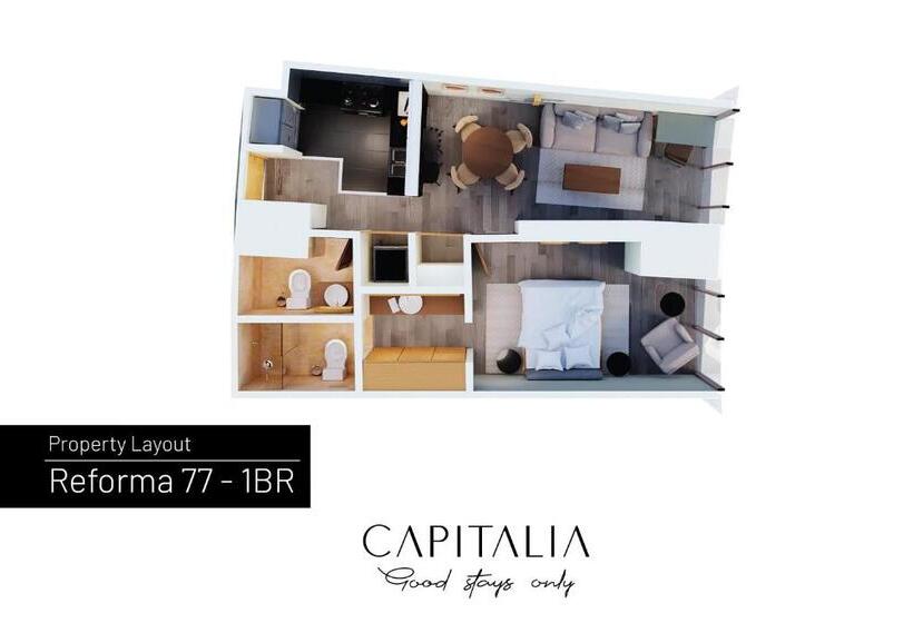 آپارتمان 1 خوابه, Capitalia   Apartments   Reforma Centro
