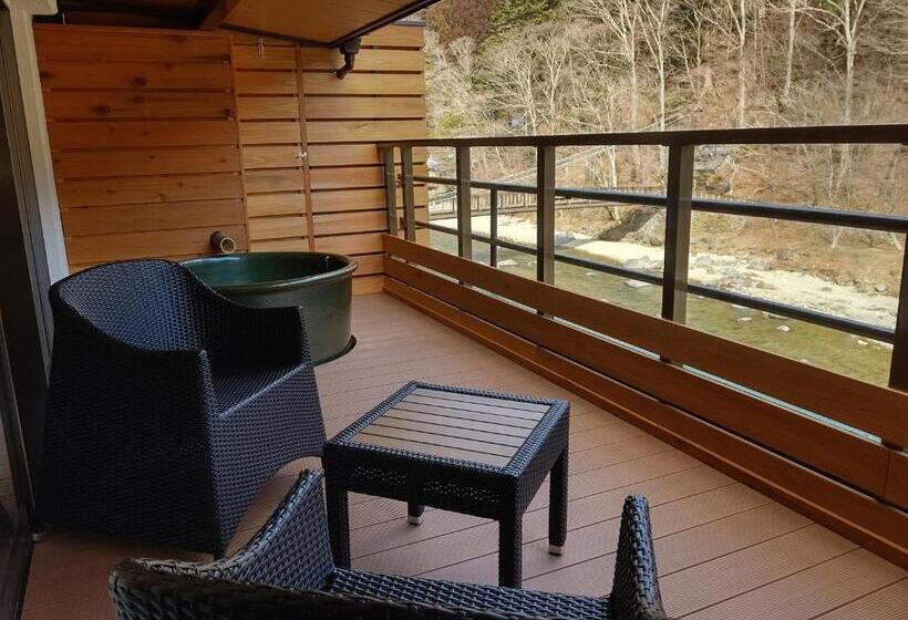 غرفة ديلوكس مطلة على النهر, Shiobara Onsen Ryokan Kamiaizuya