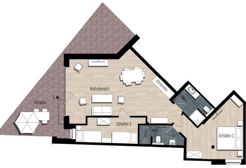 شقة غرفة واحدة مزودة بتراس, Friesischer Hof