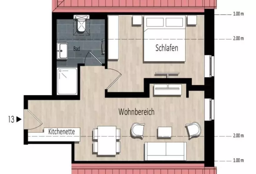１ベッドルームアパートメント, Friesischer Hof