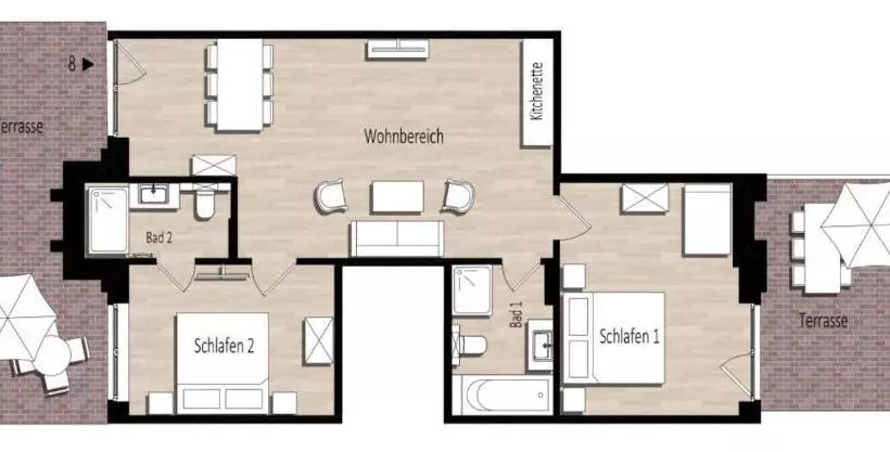 ２ベッドルームアパートメント, Friesischer Hof