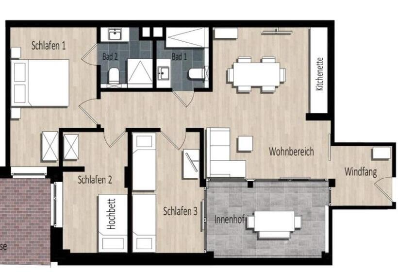 شقة غرفة واحدة مزودة بتراس, Friesischer Hof