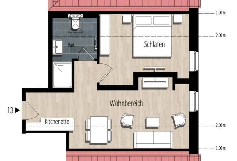 Апартаменты 1 Спальня, Friesischer Hof