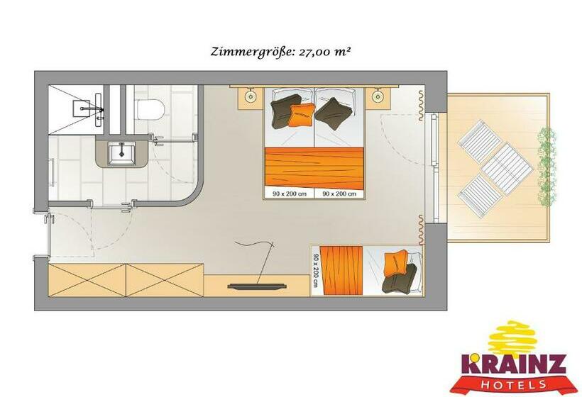 غرفة قياسية ثلاثية, Familien Hotel Krainz