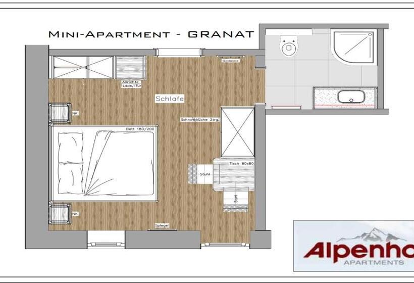 バルコニー付きスタンダードステューディオ, Alpenhof Apartments