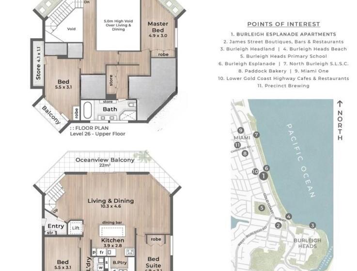 شقة دور أخير غرفة نوم واحدة, Burleigh Esplanade Apartments