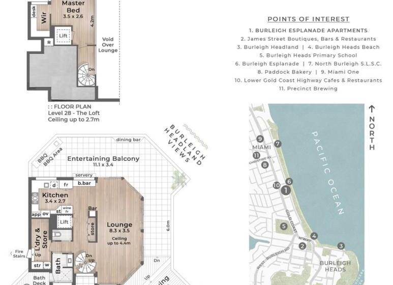 غرفة دور أخير, Burleigh Esplanade Apartments