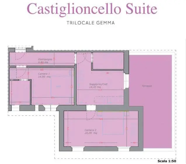 テラス付き１ベッドルームアパートメント, Castiglioncello Suite