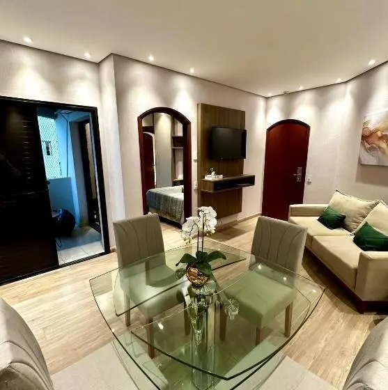 １ベッドルームプレミアムアパートメント, Flat Cosmopolitan Praia Com Estacionamento Grátis   Gonzaga   Andar Alto
