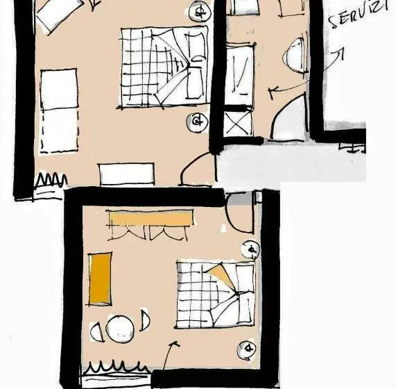 スタンダードルーム, B&b Tre Conigli Sul Comò