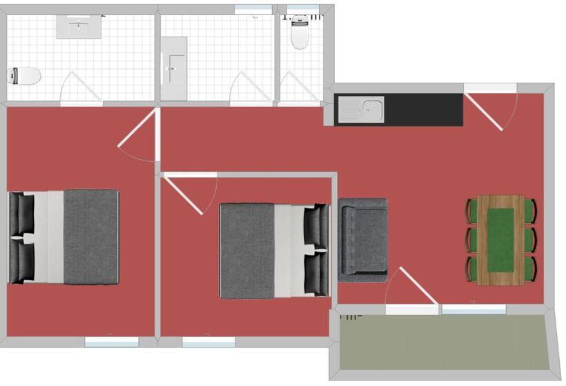 带阳台两卧公寓, Apart Hotel Ideal