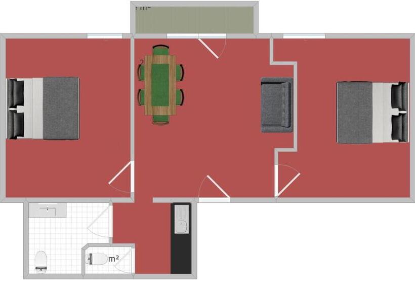 带阳台两卧公寓, Apart Hotel Ideal