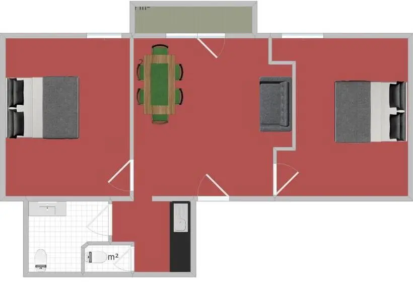 バルコニー付２ベッドルームアパートメント, Apart Hotel Ideal