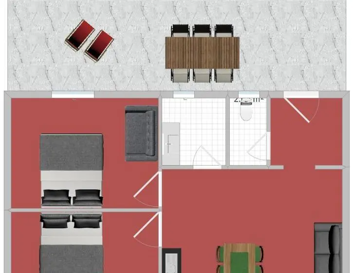 バルコニー付２ベッドルームアパートメント, Apart Hotel Ideal