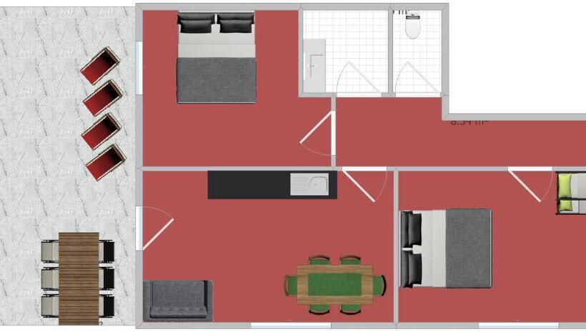 带阳台两卧公寓, Apart Hotel Ideal